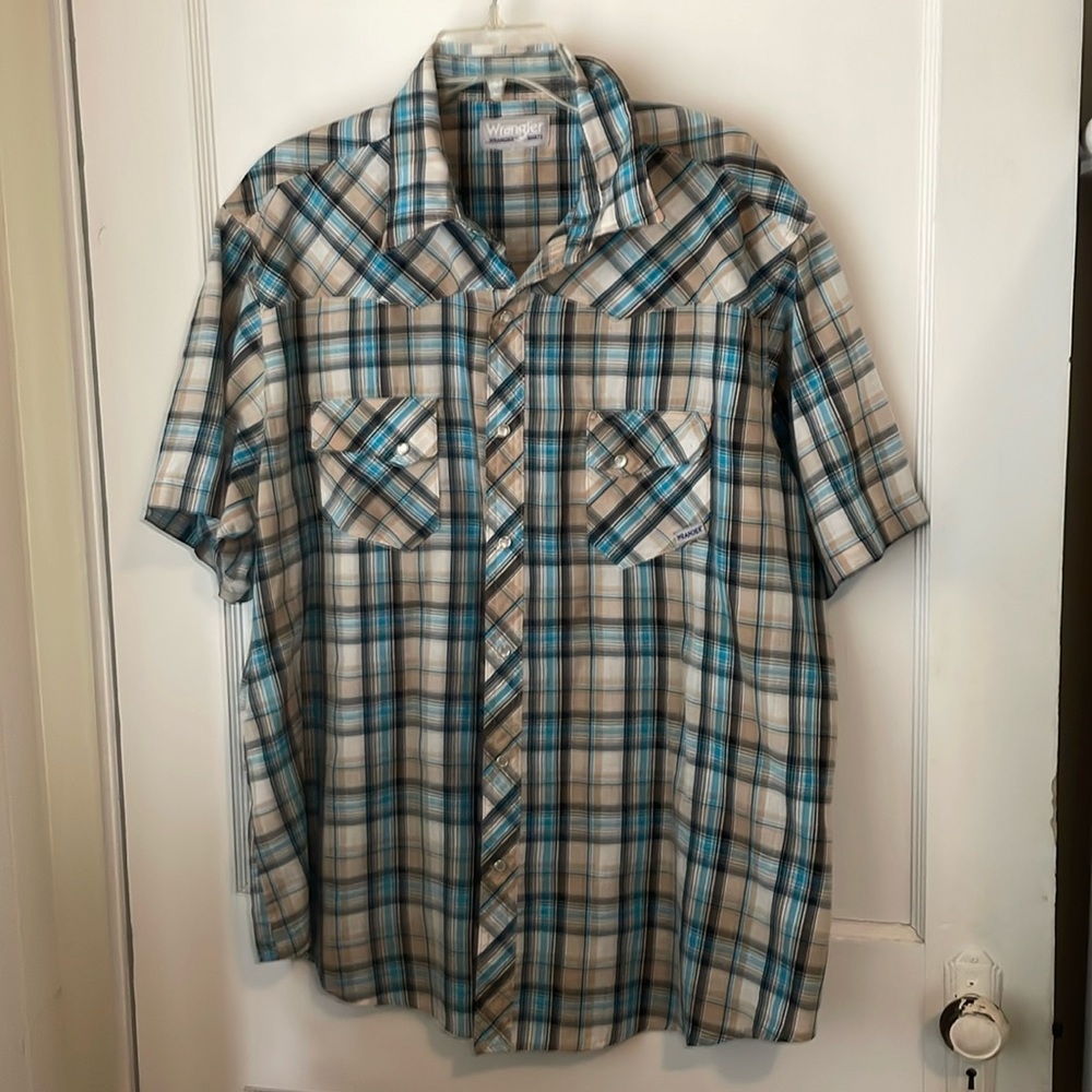 Wrangler Wrancher Western Shirt Men’s Sz XXL Short Sleeve Lightweight